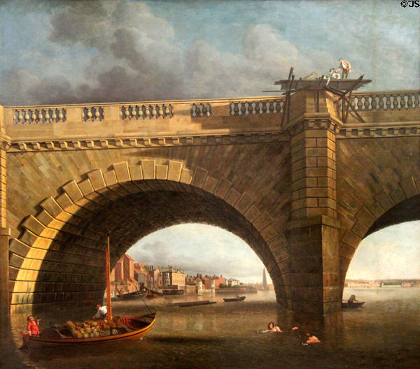 Arches of Westminster Bridge painting (c1750) by Samuel Scott at Yale Center for British Art. New Haven, CT.