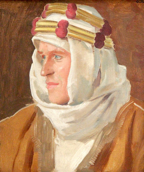 Col. Thomas Edward Lawrence (of Arabia) portrait (c1919) by Augustus Edwin John at Yale Center for British Art. New Haven, CT.