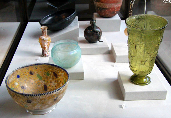 Roman glass (1stC BCE - 2ndC CE) at Yale University Art Gallery. New Haven, CT.