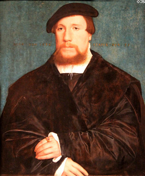 Portrait of a Hanseatic Merchant (1538) by Hans Holbein the Younger of Germany at Yale University Art Gallery. New Haven, CT.