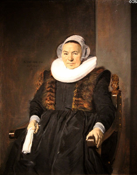 Portrait of elderly woman (Mevrouw Bodolphe?) (1643) by Frans Hals of Netherlands at Yale University Art Gallery. New Haven, CT.