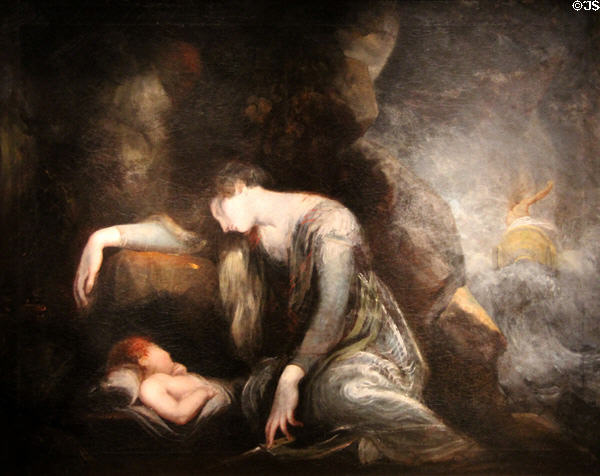 Danaë & Perseus on Seriphos(?) painting (c1785-90) by Henry Fuseli of England at Yale University Art Gallery. New Haven, CT.