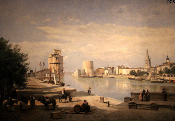 Harbor of La Rochelle painting (1851) by Jean-Baptiste-Camille Corot of France at Yale University Art Gallery. New Haven, CT.