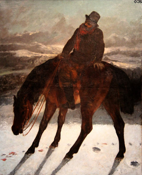 Hunter on Horseback painting (c1864) by Gustave Courbet of France at Yale University Art Gallery. New Haven, CT.