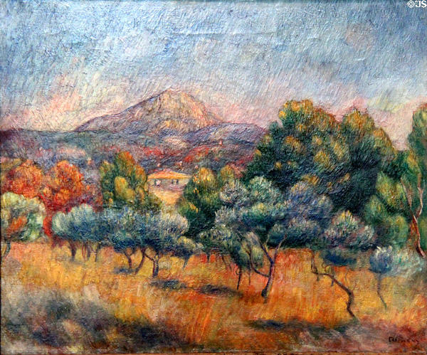 Mount Sainte-Victoire painting (c1888-9) by Pierre-Auguste Renoir of France at Yale University Art Gallery. New Haven, CT.