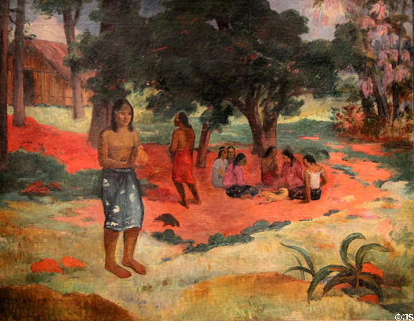 Parau Parau (Whispered Words) painting (1892) by Paul Gauguin at Yale University Art Gallery. New Haven, CT.