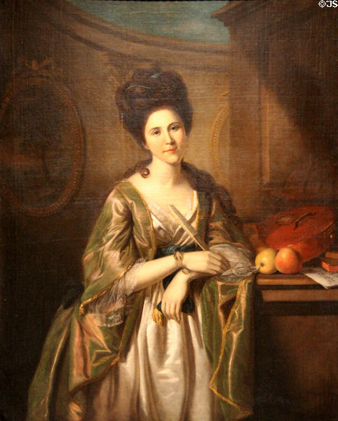 Portrait of Mrs. Walter Stewart wife of Revolutionary colonel (1782) by Charles Willson Peale at Yale University Art Gallery. New Haven, CT.