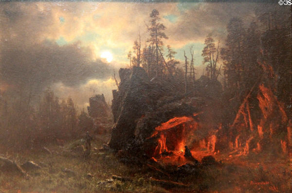Trappers' Camp painting (1861) by Albert Bierstadt at Yale University Art Gallery. New Haven, CT.
