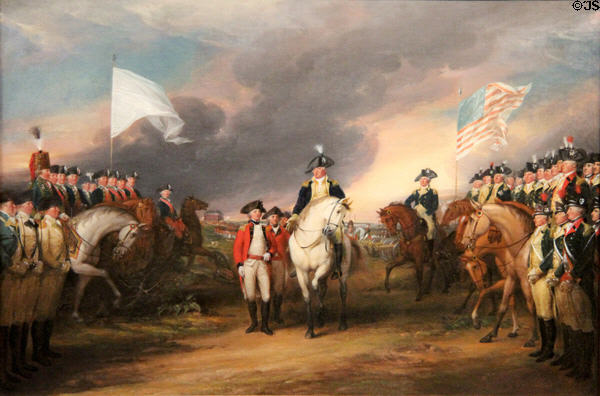 Surrender of Lord Cornwallis, Oct. 19, 1781 painting (1787-94) by John Trumbull at Yale University Art Gallery. New Haven, CT.