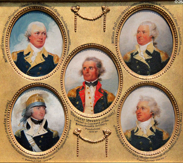 Miniature portraits (1790s) of Nathanael Greene, William Hull, Ebenezer Stevens, Thomas Youngs Seymour, & John Brooks by John Trumbull at Yale University Art Gallery. New Haven, CT.