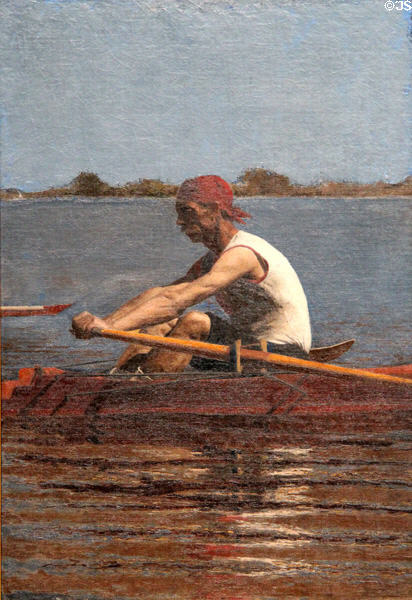 John Biglin in a Single Scull painting (1874) by Thomas Eakins at Yale University Art Gallery. New Haven, CT.