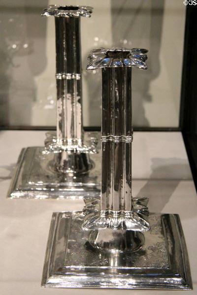 Silver candlesticks (c1686) by Jeremiah Dummer of Boston at Yale University Art Gallery. New Haven, CT.