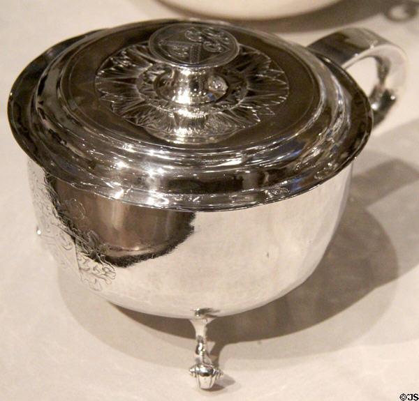 Silver skillet (c1695) by William Rouse of Boston at Yale University Art Gallery. New Haven, CT.
