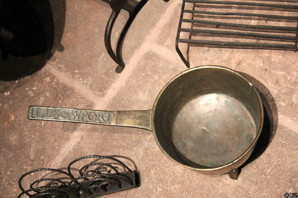 Bell metal skillet (1730-9) by Lawrence Langworthy of Newport, RI at Yale University Art Gallery. New Haven, CT.