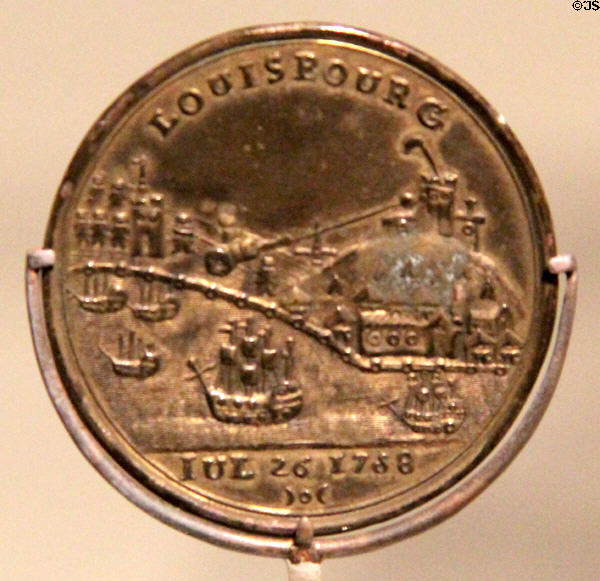 Siege of Louisbourg (July 26, 1758) medal presented to Admiral Boscawen to mark French & Indian (Seven Years') War at Yale University Art Gallery. New Haven, CT.