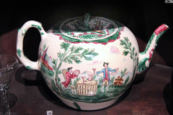 Stoneware punch kettle (c1765) from England at Yale University Art Gallery. New Haven, CT.