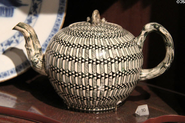 Stoneware teapot (1745-60) from England at Yale University Art Gallery. New Haven, CT.