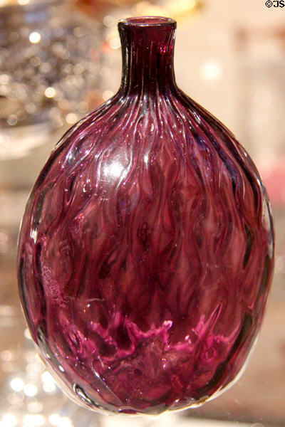 Glass pocket bottle (1765-75) by Henry William Stiegel of Manheim, PA at Yale University Art Gallery. New Haven, CT.