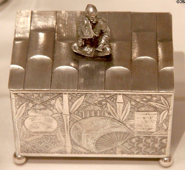 Silverplated oriental box (c1880) by Pairpoint Manuf. Co. of New Bedford, MA at Yale University Art Gallery. New Haven, CT.