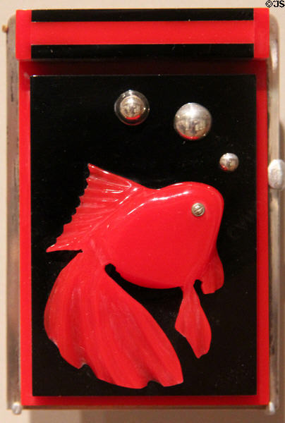 Silver & bakelite carp pendant (1963) from USA at Yale University Art Gallery. New Haven, CT.