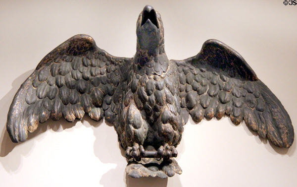 Gilded bronze American eagle from atop shop sign (1800-50) at Yale University Art Gallery. New Haven, CT.