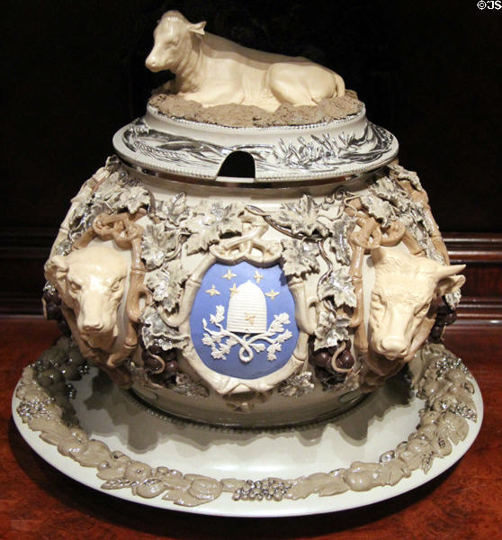 Stoneware tureen with cows (c1870) by Villeroy & Boch of Mettlach, Germany at Yale University Art Gallery. New Haven, CT.