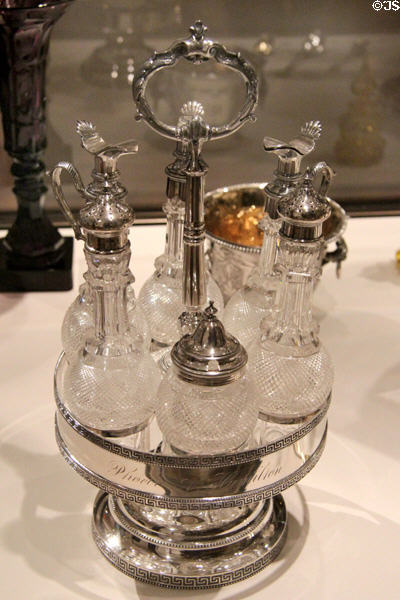 Silver caster stand (1862) by William Gale & Son of New York at Yale University Art Gallery. New Haven, CT.