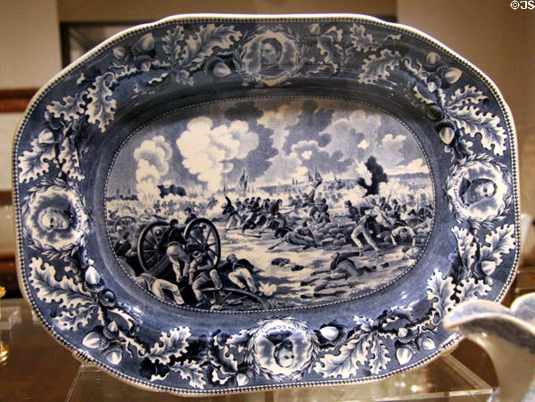 Earthenware platter depicting Pickett's Charge at Gettysburg (after 1863) by Bennett Pottery of Baltimore, MD at Yale University Art Gallery. New Haven, CT.