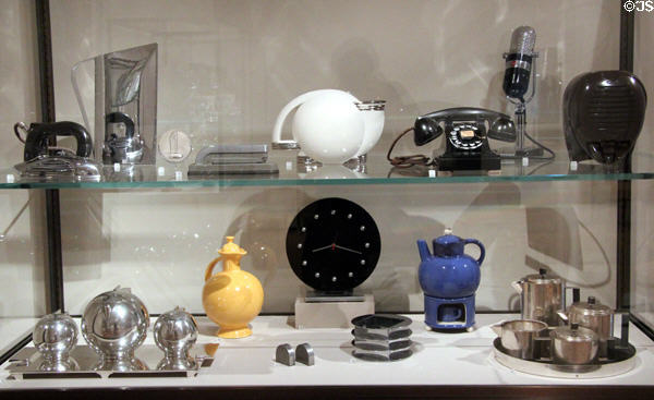 Industrial design objects with streamlining & modern materials (1930s) at Yale University Art Gallery. New Haven, CT.