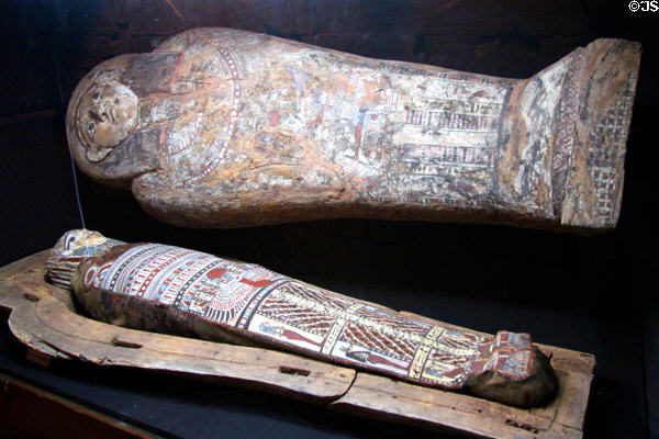 Egyptian mummy case (656-650 BCE) from Deir el-Bahri cache at Thebes at Yale Peabody Museum. New Haven, CT.