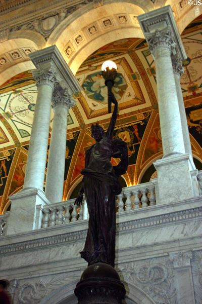 Lamp stand in entrance hall of Library of Congress. Washington, DC.