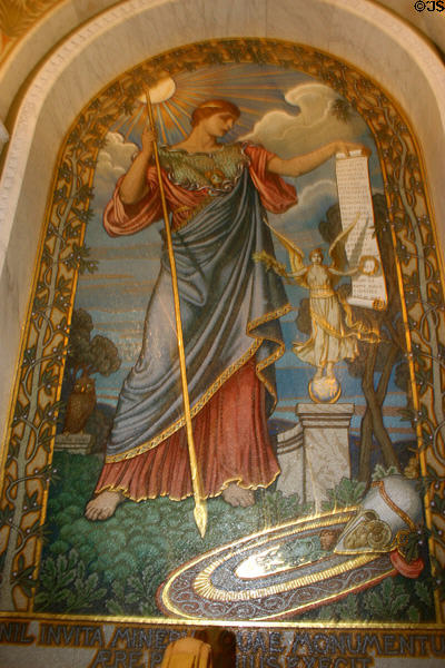 Mosaic Minerva mural in entrance hall of Library of Congress. Washington, DC.