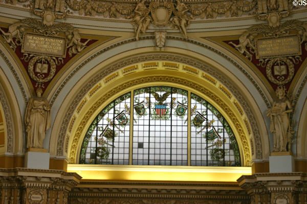 Arched windows of great hall of Library of Congress. Washington, DC.