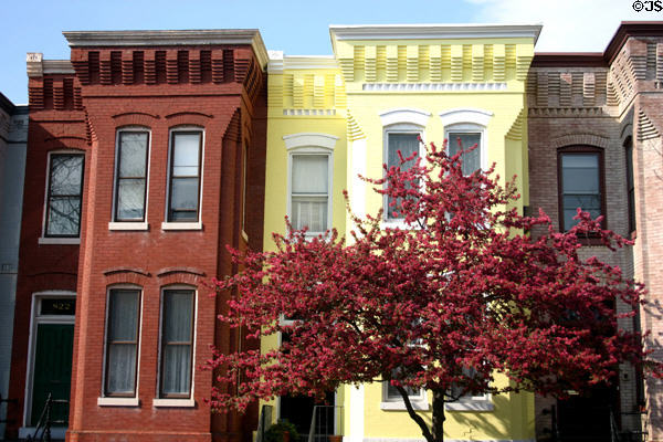 Brick Italianate row houses on A St. SE. Washington, DC.