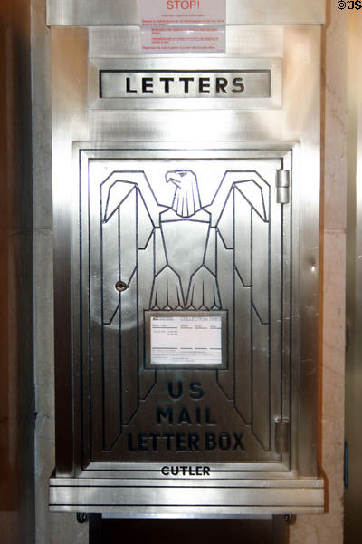 Art Deco mailbox in Walker Building. Washington, DC. Style: Art Deco.