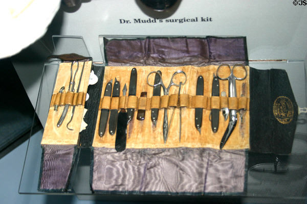 Surgical kit of Dr. Samuel Mudd who set John Wilkes Booth's leg broken in leap onto stage after the assassination of Abraham Lincoln, displayed in Ford's Theatre museum. Washington, DC.