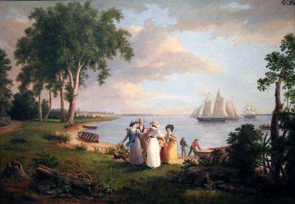 View of the Delaware near Philadelphia painting (1831) by Thomas Birch at Corcoran Gallery of Art. Washington, DC.