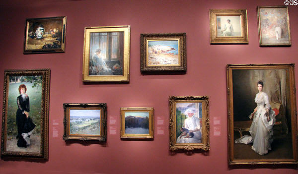 Arrangement of paintings at Corcoran Gallery of Art. Washington, DC.
