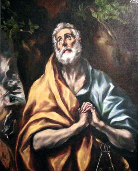 Repentant St Peter painting (c1600) by El Greco at The Phillips Collection. Washington, DC.