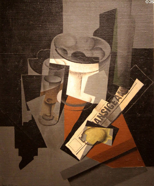 Still Life with Newspaper painting (1916) by Juan Gris at The Phillips Collection. Washington, DC.