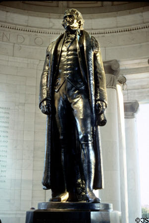 Thomas Jefferson sculpture in his memorial by Rudulph Evens. Washington, DC.