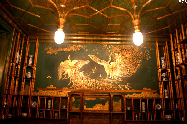 Peacock Room by James McNeill Whistler from house of his patron Frederick Richards Leyland in Freer Gallery. Washington, DC.