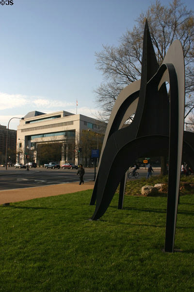 Tom's (1974) by Alexander Calder at National Gallery of Art (east building)with Canadian Embassy in background. Washington, DC.