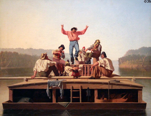 Jolly Flatboatmen painting (1846) by George Caleb Bingham at National Gallery of Art. Washington, DC.