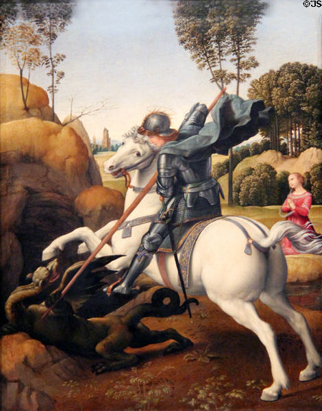 St George & the Dragon painting (c1506) by Raphael at National Gallery of Art. Washington, DC.