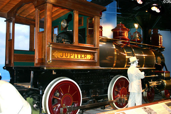 Jupiter locomotive (1876) used in Santa Clara, CA for agriculture transport in American History Museum. Washington, DC.