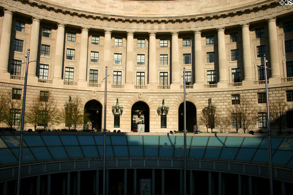 Circular courtyard of former Post Office Department building & metro entrance. Washington, DC.