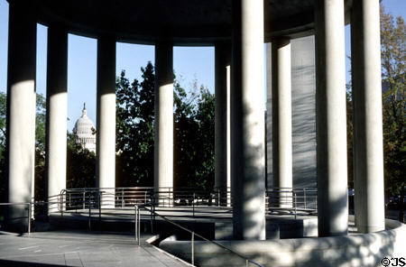 Canadian Embassy frames Capitol Dome within its circular columns. Washington, DC.
