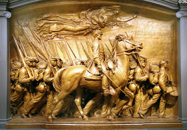 Shaw Memorial model (1900) by Augustus Saint-Gaudens shown at Paris Exposition Universelle at National Gallery of Art. Washington, DC.