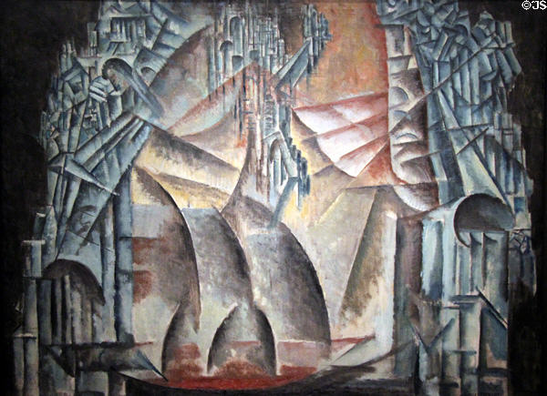 Interior of the Fourth Dimension painting (1913) by Max Weber at National Gallery of Art. Washington, DC.